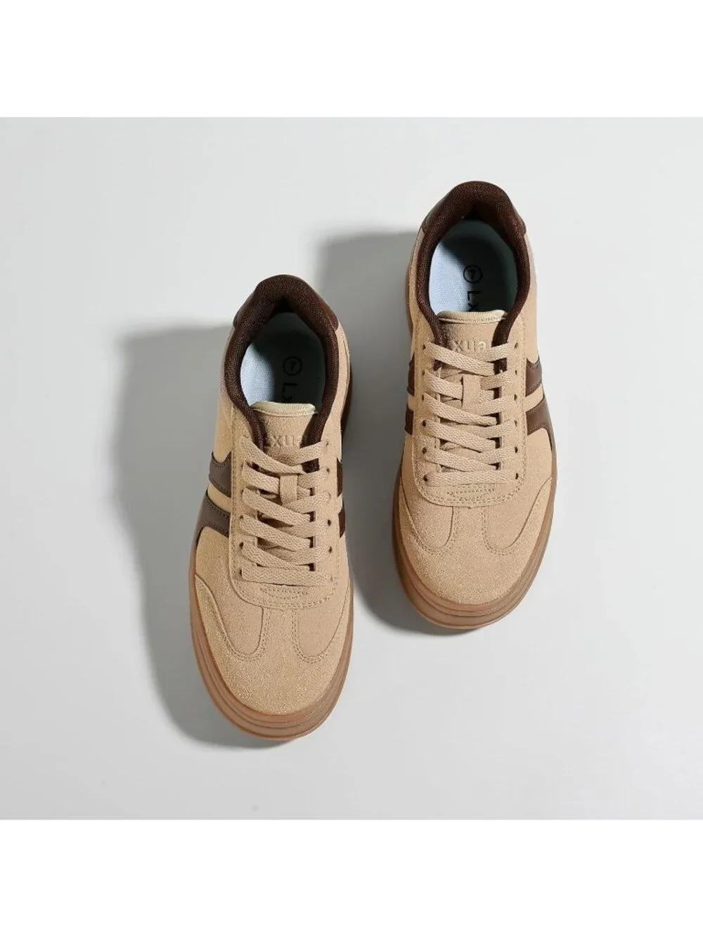 🆕Women's Brown Gum Sole Fashion Sneakers Thick Platform Sole Rubber Shoes